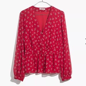 Madewell V-Neck Peplum Top in Little Lilies